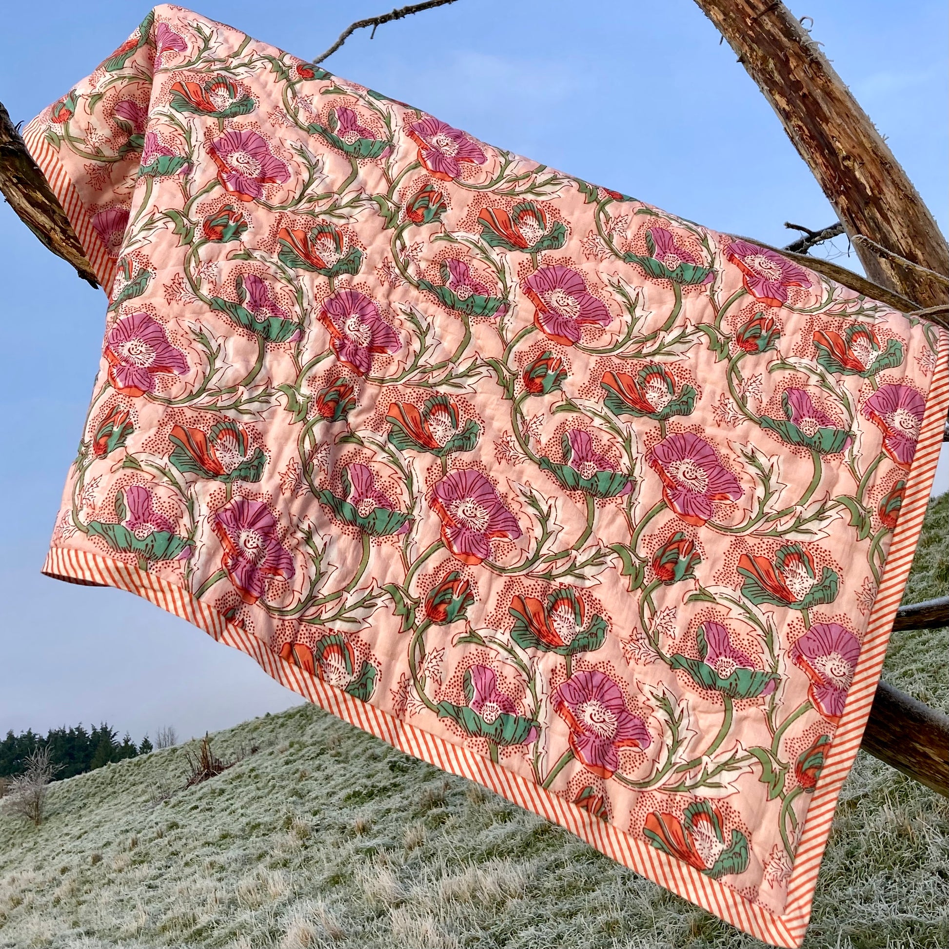 baby playmat pink quilted cotton