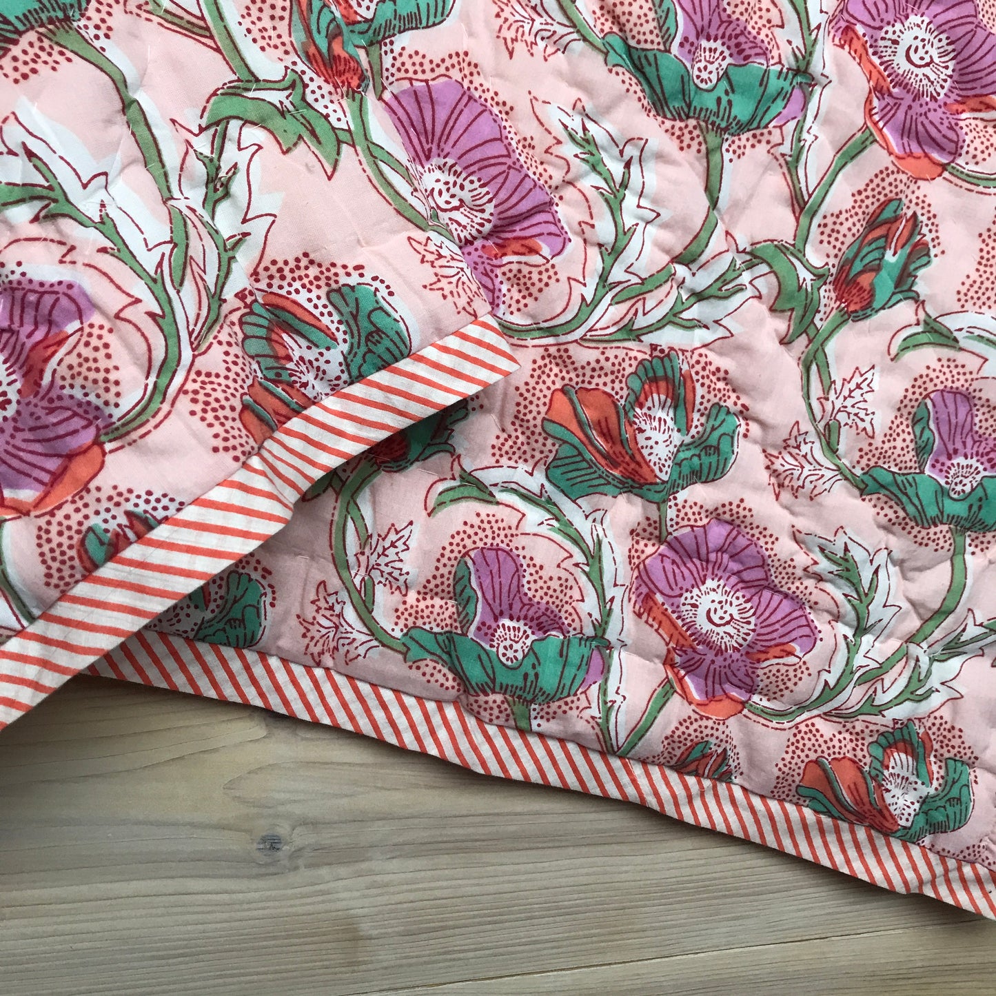 baby playmat pink quilted cotton in kids bedroom