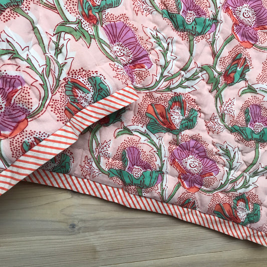 baby playmat pink quilted cotton in kids bedroom