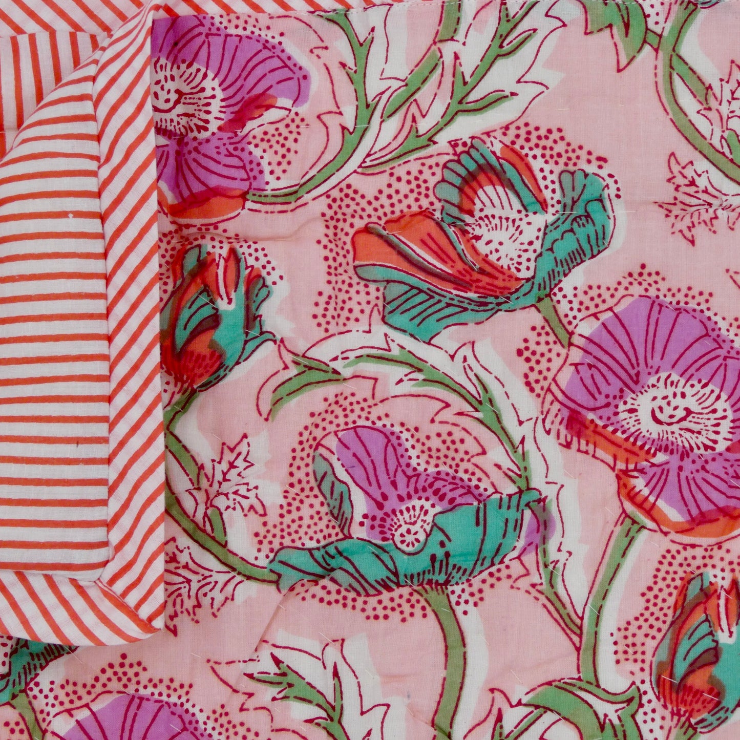 baby playmat pink quilted cotton striped details