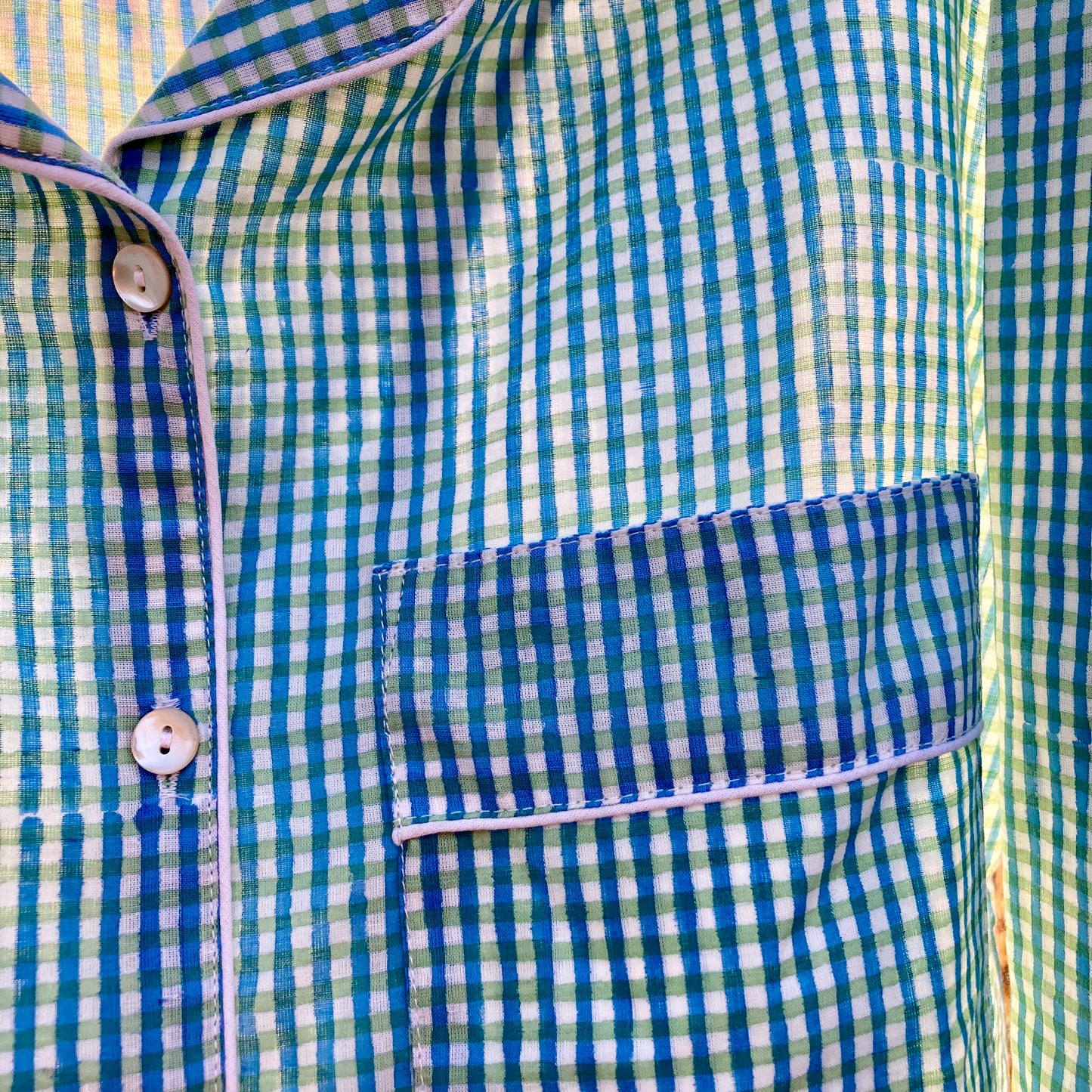 cotton  women pyjama top with blue green stripes