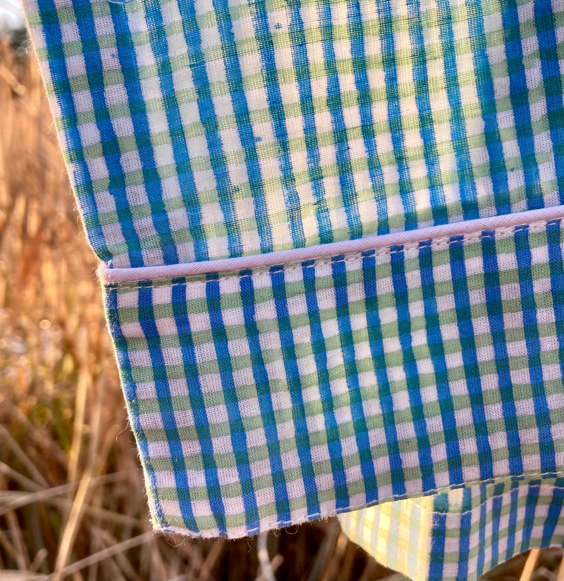 cotton  women pyjama top with blue green stripes