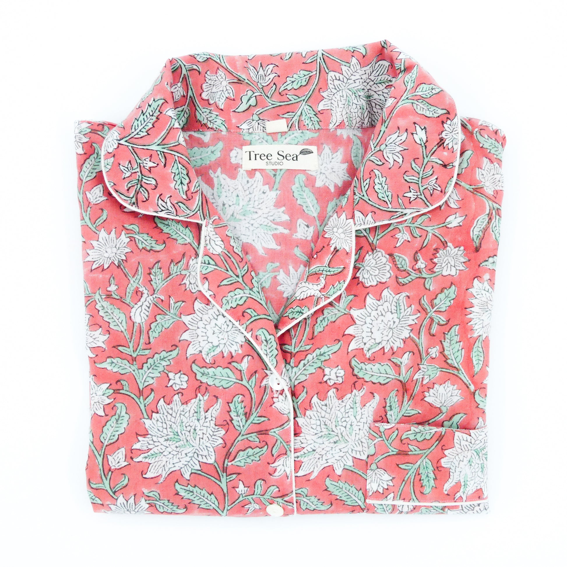 rose cotton pyjama top with floral design