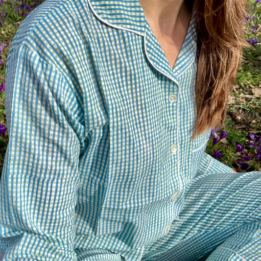 Pyjama Long Meer Grün und Blau