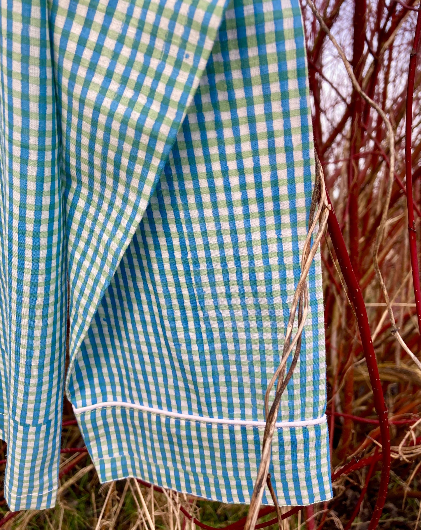 cotton  women pyjama top with blue green stripes