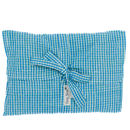 cotton  women pyjama travel pouch with blue green stripes