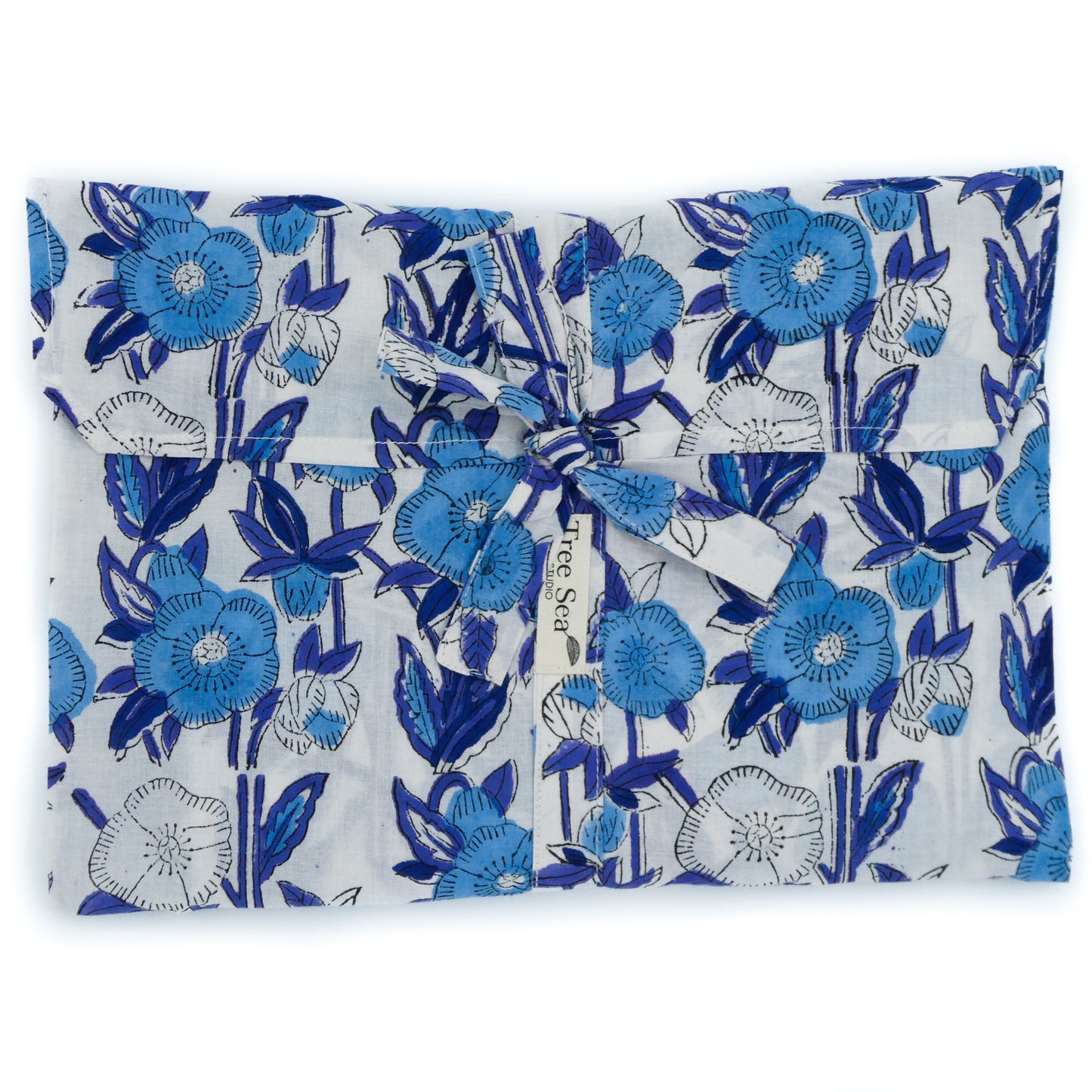 pyjama travel pouch blue white floral design